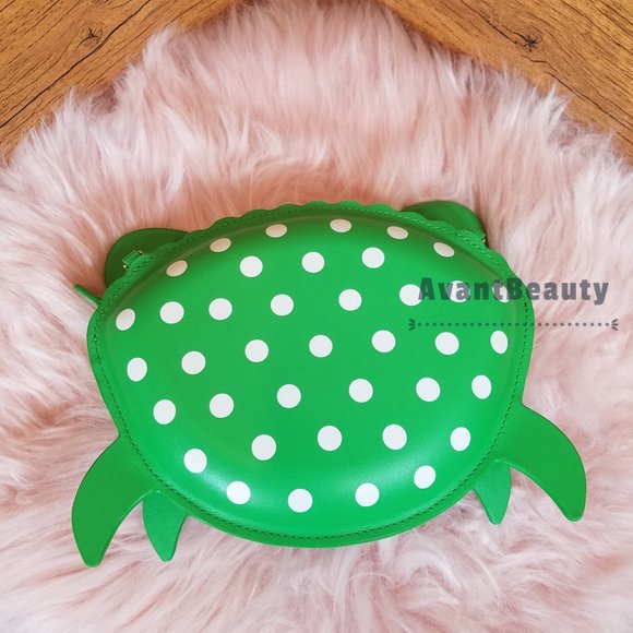 NWT Kate Spade Shelly Crab Novelty Crossbody Green White Polka Dots Purse - Picture 4 of 5